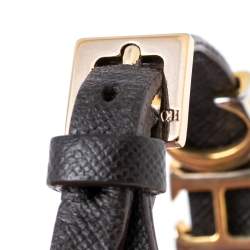 Pre Owned سوار كارولينا هيريرا جلد بني مزين دلاية شعار الماركة