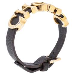 Pre Owned سوار كارولينا هيريرا جلد بني مزين دلاية شعار الماركة