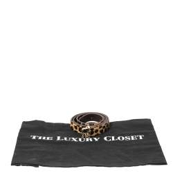 Pre Owned Carolina Herrera Brown Animal Print Calf Hair Narrow Waist Belt 75CM