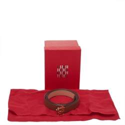 Pre Owned Carolina Herrera Brown Leather CHHC Buckle Belt 85CM