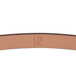 Pre Owned Carolina Herrera Brown Leather CHHC Buckle Belt 85CM