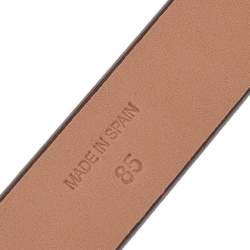 Pre Owned Carolina Herrera Brown Leather CHHC Buckle Belt 85CM