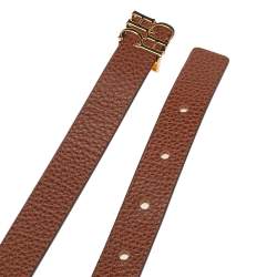 Pre Owned Carolina Herrera Brown Leather CHHC Buckle Belt 85CM