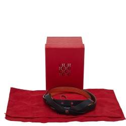 Pre Owned Carolina Herrera Black Leather Bow Slim Belt 75CM