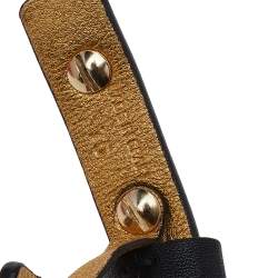 Pre Owned Carolina Herrera Black Leather Bow Slim Belt 75CM