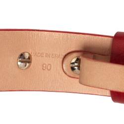 Carolina Herrera Red Signature Embossed Leather Bow Waist Belt 90CM