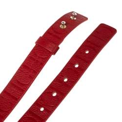 Carolina Herrera Red Signature Embossed Leather Bow Waist Belt 90CM