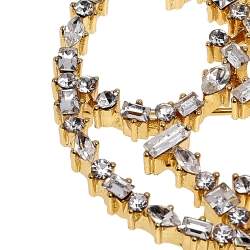 Pre Owned Carolina Herrera Gold Plated Crystal Icons Pin Brooch