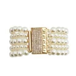 Pre Owned Carolina Herrera Faux Pearl Multi Strand Bracelet