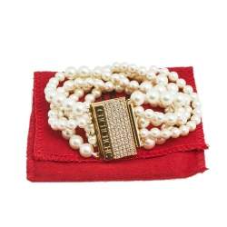Pre Owned Carolina Herrera Faux Pearl Multi Strand Bracelet