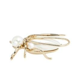 Pre Owned Carolina Herrera Gold Tone Bee Pin Brooch