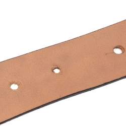 Pre Owned Carolina Herrera Brown/Beige Leopard Print Calf Hair Logo Belt 85CM