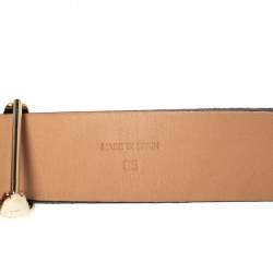 Pre Owned Carolina Herrera Brown/Beige Leopard Print Calf Hair Logo Belt 85CM