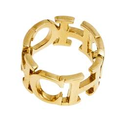 Pre Owned CH Carolina Herrera Gold Tone Between the Line Ring EU 54