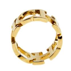 Pre Owned CH Carolina Herrera Gold Tone Between the Line Ring EU 54