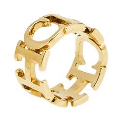 Pre Owned CH Carolina Herrera Gold Tone Between the Line Ring EU 54