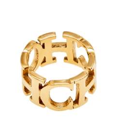 Carolina Herrera CH Gold Tone Between the Line Ring EU 54