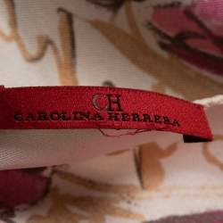 Carolina Herrera Pink Floral Print Silk Scarf