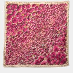 Carolina Herrera Pink Floral Print Silk Scarf
