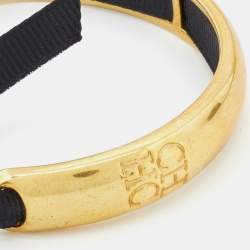 Pre Owned Carolina Herrera CH Gold Tone Ribbon Tie-Up Cuff Bracelet