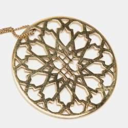 Carolina Herrera CH Medallion Gold Tone Pendant Necklace