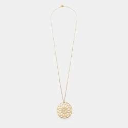 Carolina Herrera CH Medallion Gold Tone Pendant Necklace