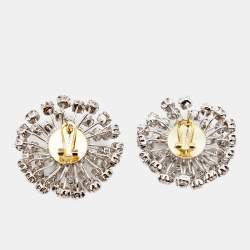 Pre Owned Carolina Herrera CH Crystals Two Tone Earrings