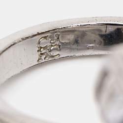 Pre Owned Carolina Herrera CH Crystal Jasmine Silver Tone Ring Size 52