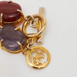 Pre Owned Carolina Herrera CH Multicolored Gemstones Gold Tone Bracelet