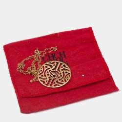 Pre Owned CH Carolina Herrera Gold Tone Medallion Pendant Necklace
