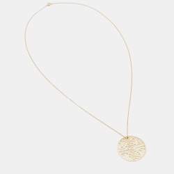 Pre Owned CH Carolina Herrera Gold Tone Medallion Pendant Necklace