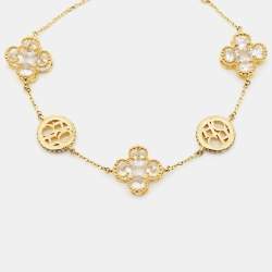 Pre Owned Carolina Herrera CH Crystal Gold Tone Bracelet