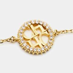 Pre Owned Carolina Herrera CH Crystal Gold Tone Bracelet