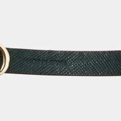  Carolina Herrera CH Green Leather Logo Wrap Bracelet