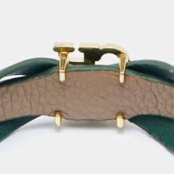 Pre Owned CH Carolina Herrera Black Leather Logo Bow Bracelet