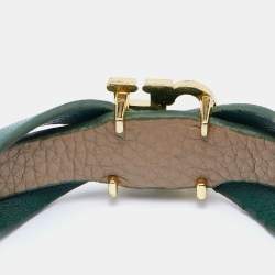 Pre Owned CH Carolina Herrera Black Leather Logo Bow Bracelet