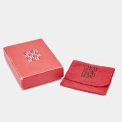 Pre Owned Carolina Herrera CH Logo Enamel Gold Tone Wide Band Ring