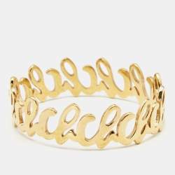 Carolina Herrera Gold Tone Logo Bangle Bracelet 