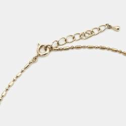 Pre Owned CH Carolina Herrera Faux Pearl Gold Tone Station Necklace