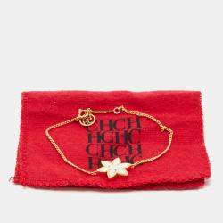 Pre Owned Carolina Herrera Flower Mother of Pearl Gold Tone Bracelet