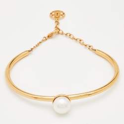 Pre Owned Carolina Herrera  Faux Pearl Gold Tone Bracelet