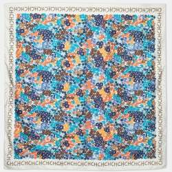 CH Carolina Herrera Cream Floral Printed Silk Square Scarf