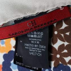 CH Carolina Herrera Cream Floral Printed Silk Square Scarf