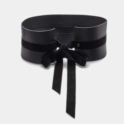 Pre Owned Carolina Herrera Black Leather and Suede Obi Waist Belt