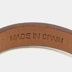 Pre Owned Carolina Herrera CH Leather Gold Tone Bracelet 