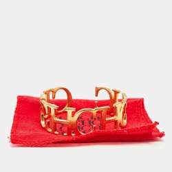 Carolina Herrera CH Between the Line Gold Tone Cuff Bracelet