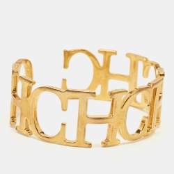 Carolina Herrera CH Between the Line Gold Tone Cuff Bracelet