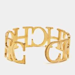 Carolina Herrera CH Between the Line Gold Tone Cuff Bracelet