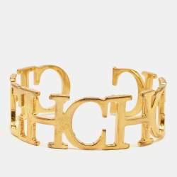 Carolina Herrera CH Between the Line Gold Tone Cuff Bracelet
