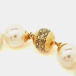 Pre Owned Carolina Herrera Crystal Faux Pearl Beaded Magnetic Necklace